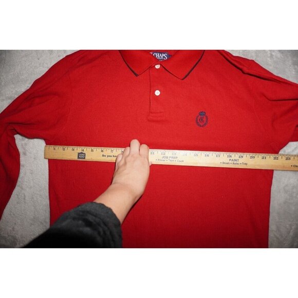 Vintage Chaps Ralph Lauren Long Sleeve Polo Shirt - Red -Preppy, Y2K, Streetwear - Picture 8 of 12